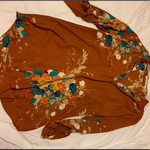 Orange floral blouse